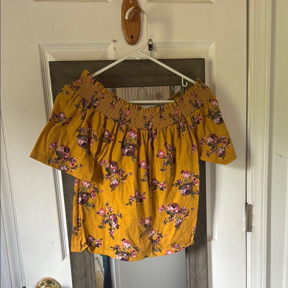 Floral Yellow Off-Shoulder Top